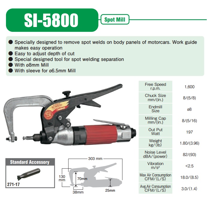Máy khoan mối hàn, máy khoan khí nén, SI-5800A, máy khoan hơi nhập khẩu