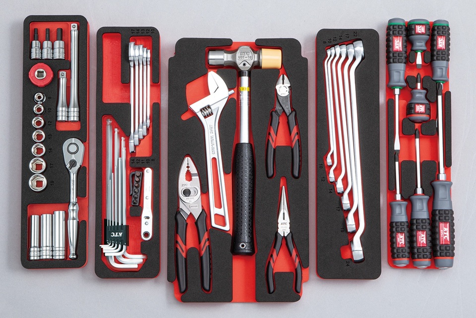 Khay mút xốp, bộ khay đựng dụng cụ, KTC SK3561P, bộ 56 chi tiết, tay vặn BR390