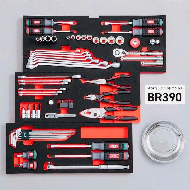 Khay xốp đựng dụng cụ, bộ dụng cụ KTC, tay vặn BR390,