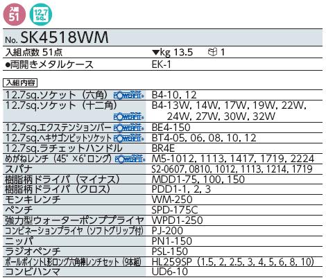 Bộ dụng cụ SK4518WM, bộ dụng cụ 51 chi tiết, KTC SK4518WM