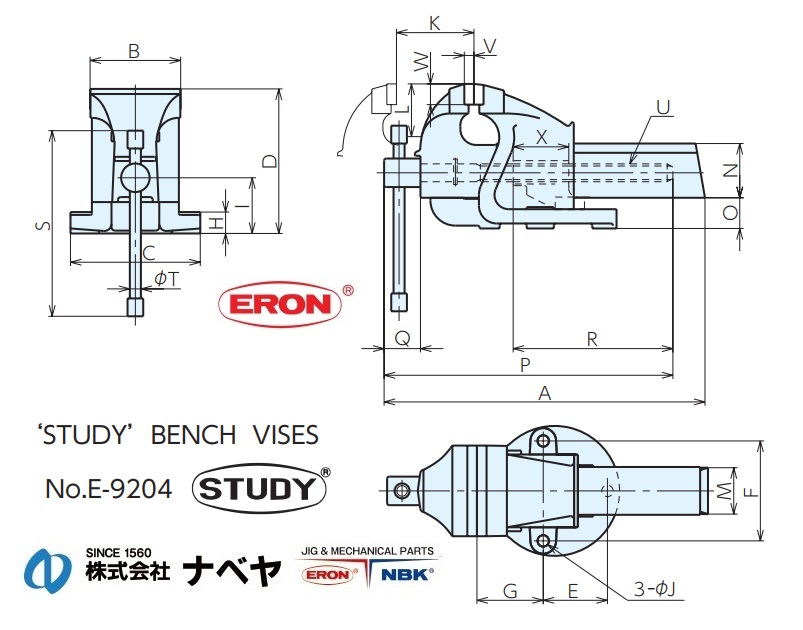 Êtô cơ khí Study, Study Eron 125mm, ê tô Nhật, ê tô nhập khẩu