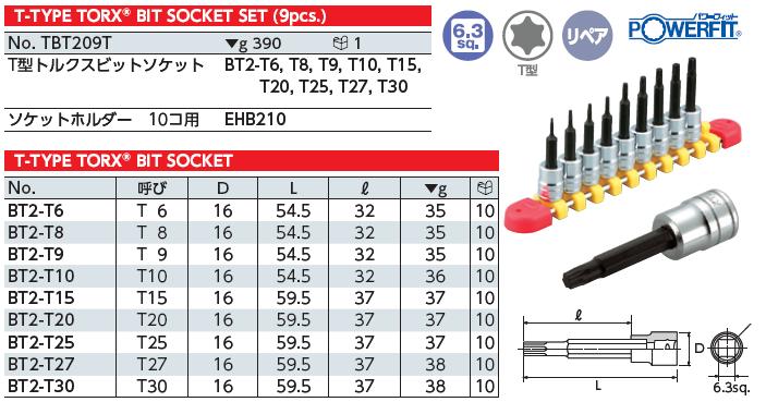 Bộ lục giác bông Nhật, bộ lục giác bông nhập khẩu, bộ đầu khẩu lục giác bông 1/4 inch, KTC TBT209T, TBT209T