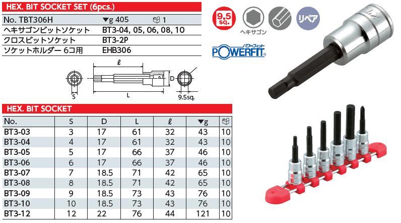 Bộ lục giác khẩu, KTC TBT306H, bộ lục giác 6 cỡ