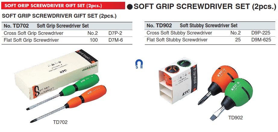 Bộ tô vít KTC TD902, bộ tô vít với 2 cỡ 2 cạnh và 4 cạnh,