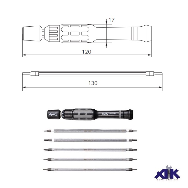 Thanh vặn 2 đầu, tiết diện lục giác 4mm, tô vít đảo đầu, tô vít nhiều đầu