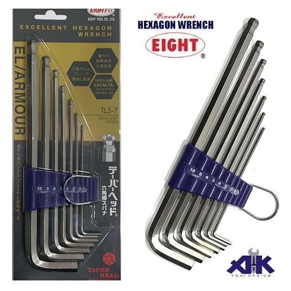 Bộ lục giác Eight, bộ lục giác 7 chi tiết, 1.5mm đến 6mm,