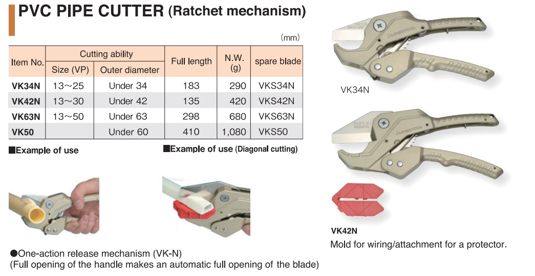 Kéo cắt ống nhựa, kéo cắt ống PVC, kéo cắt Super, Super VK42N