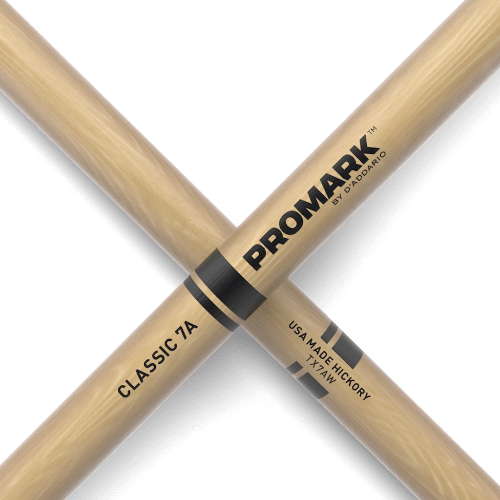 Promark TX7AW Hickory 7A Drumsticks, Wood Tip