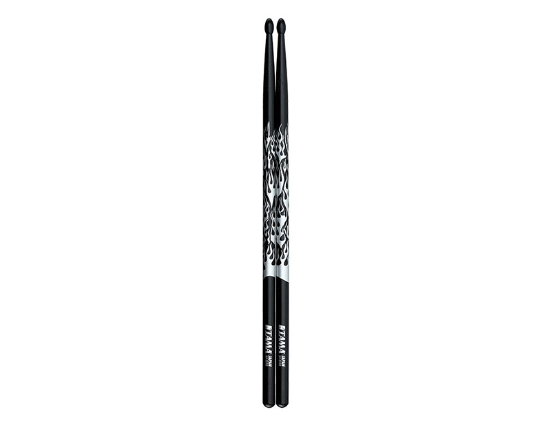 TAMA 5A-F-BS Design Series Rhythmic Fire Oak Sticks, Black/Silver Pattern