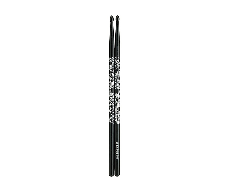 TAMA 5A-S-BS Design Series Sticks Of Doom Oak Sticks, Black/Silver Pattern