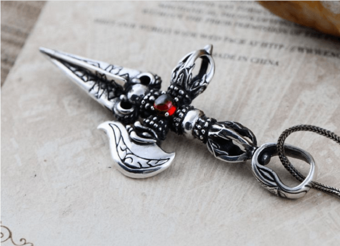 Mặt dây chuyền Chùy Kim Cang Đính Đá Đỏ - DC336