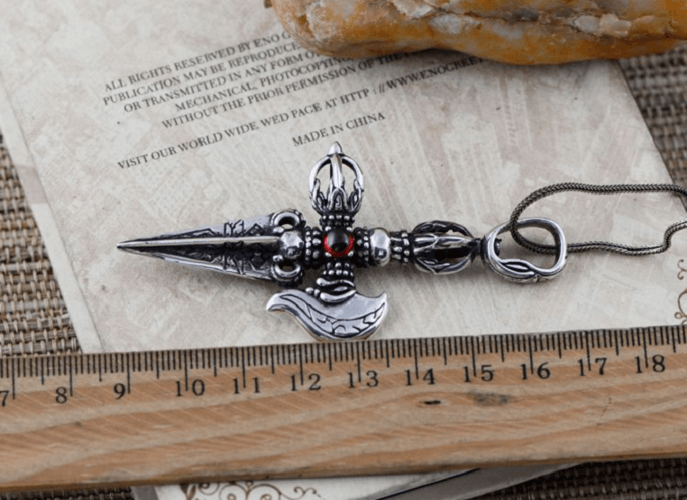 Mặt dây chuyền Chùy Kim Cang Đính Đá Đỏ - DC336