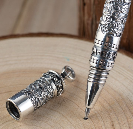 Bút Bi Khắc Om Mani Padme Hum - Hoa Văn Tây Tạng - BB02