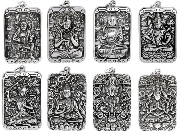 Mặt Dây Chuyền Phật A Di Đà -  Khắc Om Mani Padme Hum - DC490