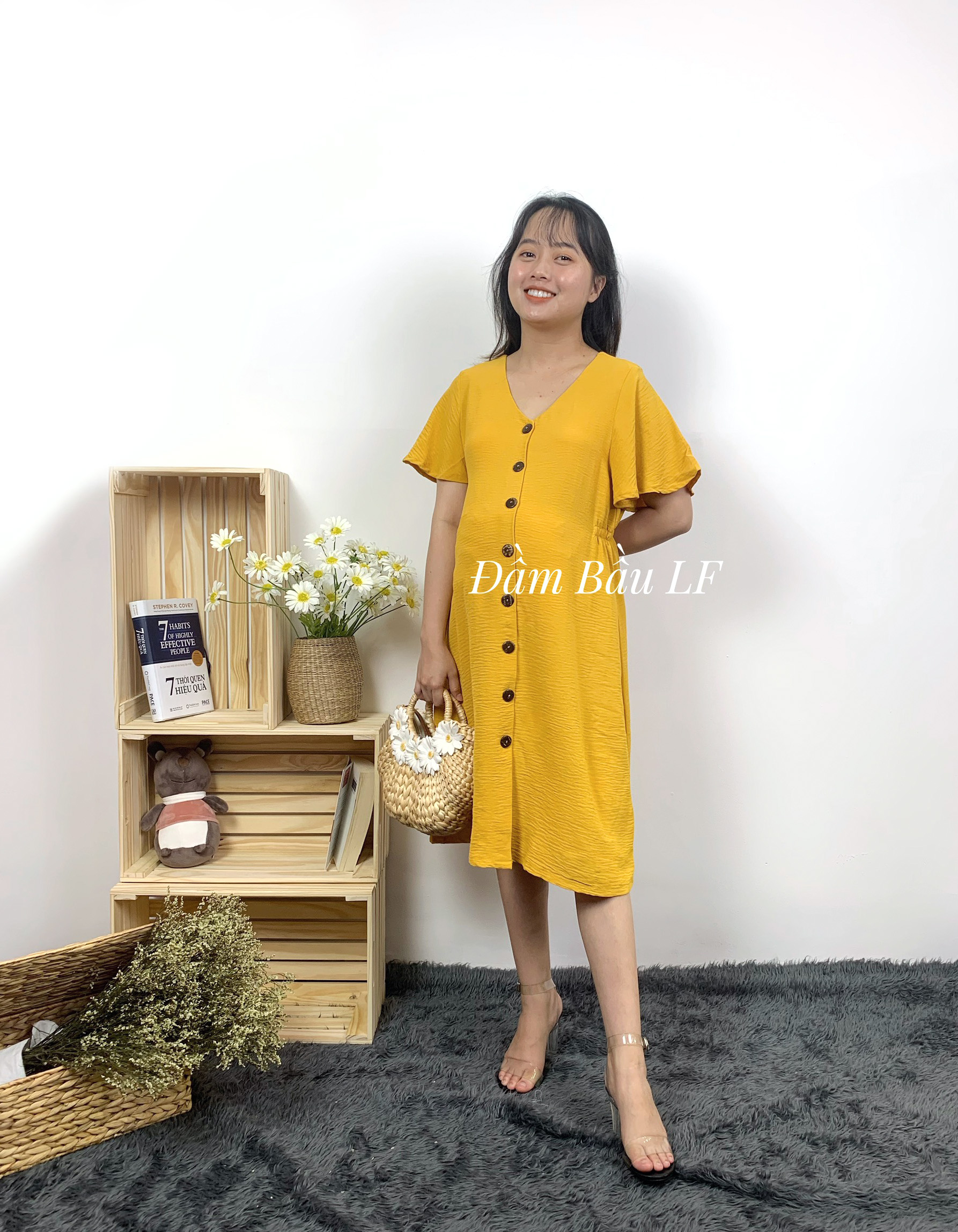 Đầm bầu vải Đũi DM64D