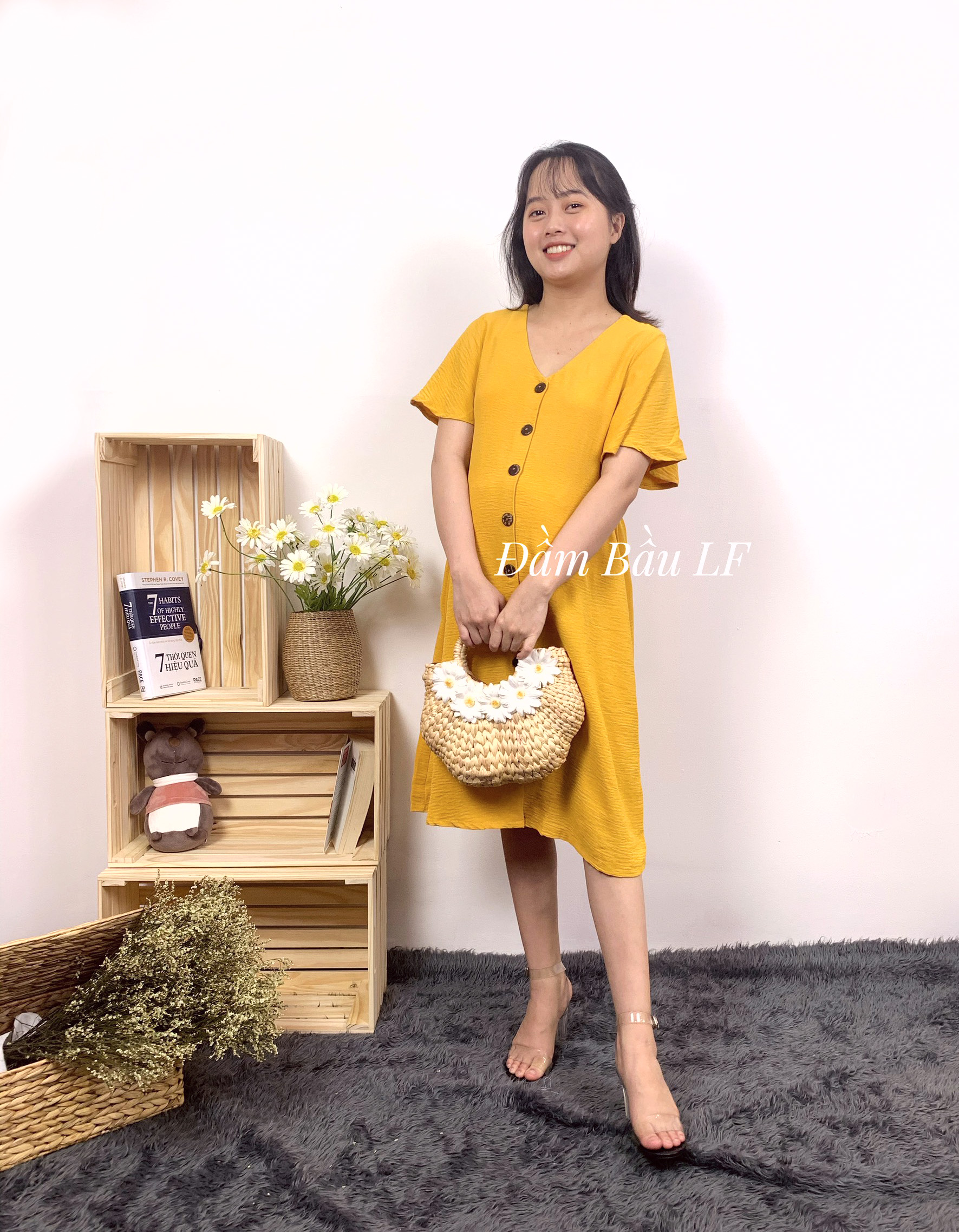 Đầm bầu vải Đũi DM64D