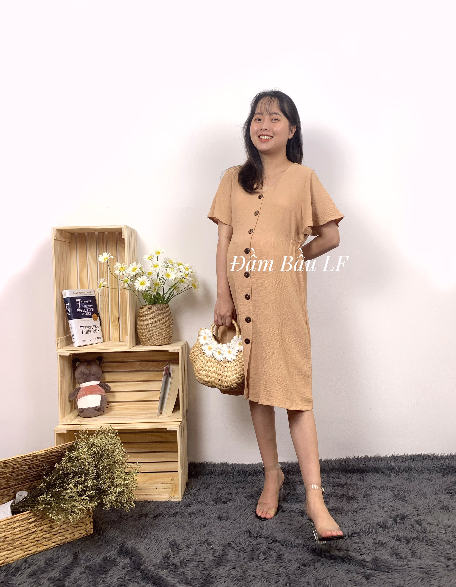 Đầm bầu vải Đũi DM64A