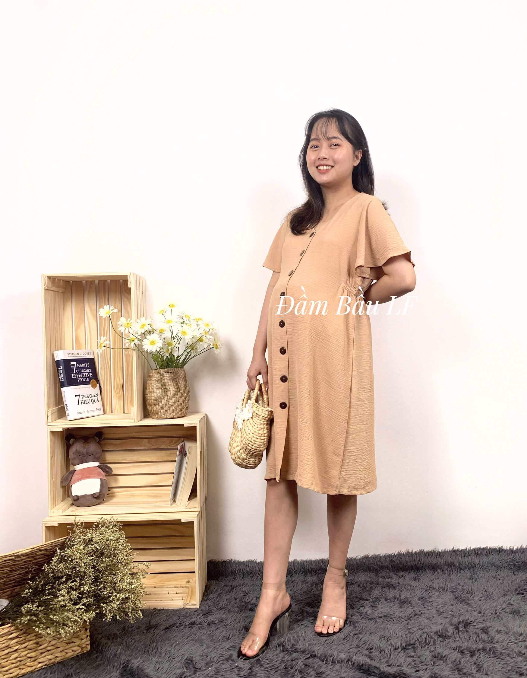 Đầm bầu vải Đũi DM64A