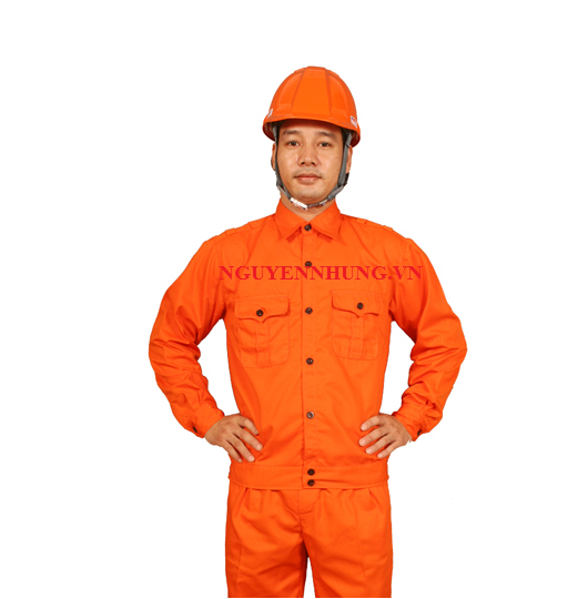 Áo bảo hộ lao động vải kaki màu cam