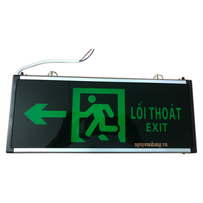 Đèn exit 2 mặt chỉ một hướng mã AED chữ lối thoát