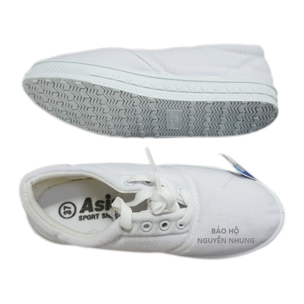 Giày vải asia màu trắng có dây