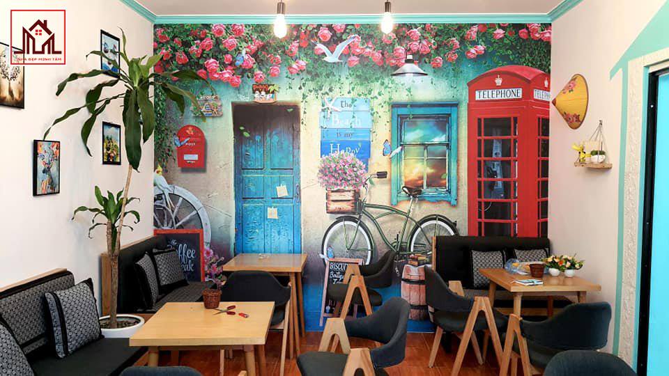 tranh dán tường 3D Lào cai tại A pao Coffee & Tea
