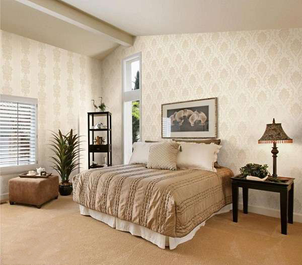 Giấy dán tường phòng ngủ họa tiết quả trám cho người lớn tuổi