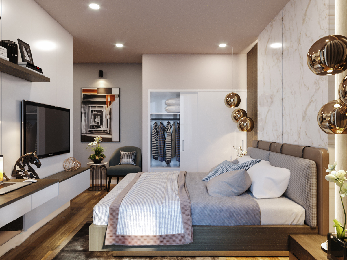 thiết kê sthi công nội thất phòng ngủ hiện đại tại lào cai sapa