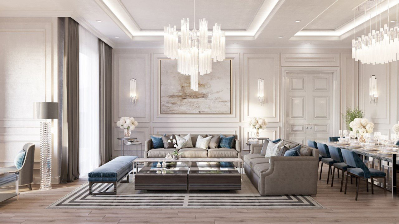 Thiết kế nội thất phòng khách tân cổ điển tại Lào Cai Sapa (9)