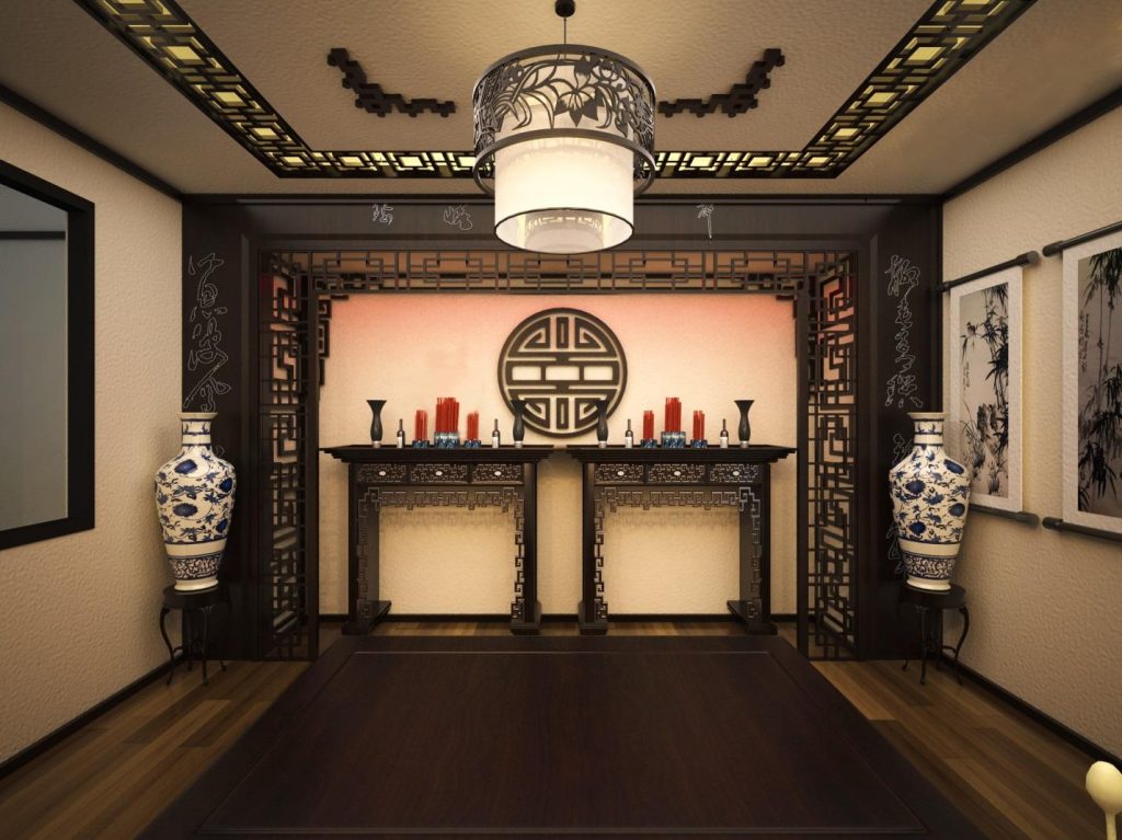 tranh dán tường phòng thờ