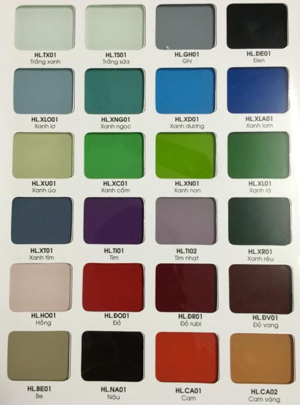 bảng màu kính sơn màu ốp tường bếp hà nội
