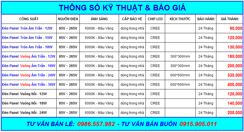 đèn led âm trần tròn hưng tín