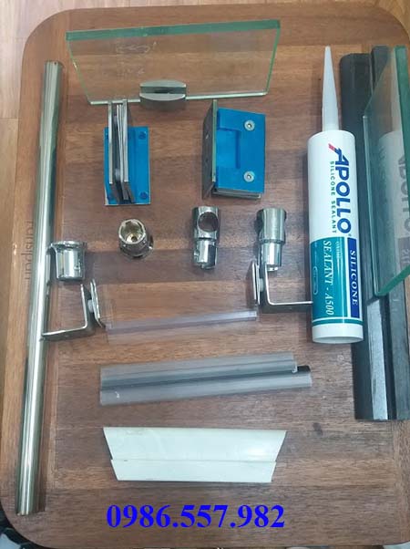 phụ kiện vách tắm kính thẳng dùng bản lề tường - kính VVP