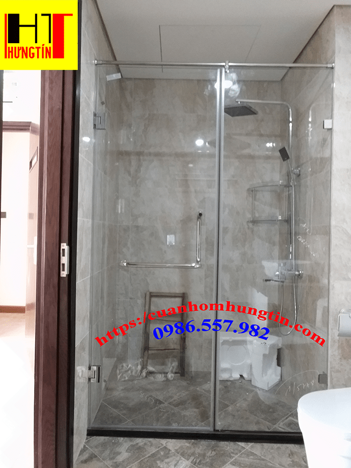 vách tắm kính thẳng cầu giấy hà nội