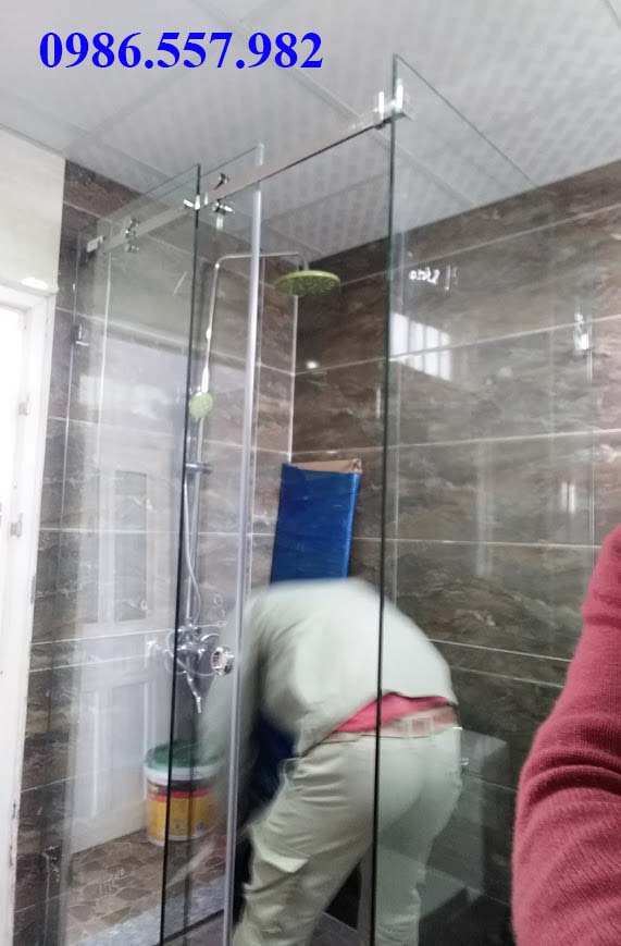 vách tắm kính vuông góc mở trượt - pk 10*30