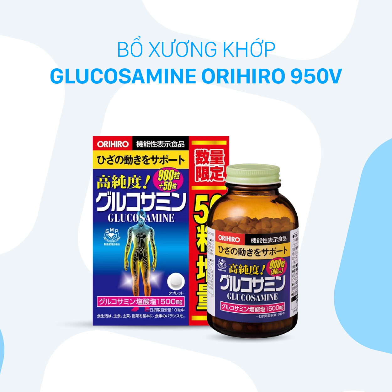 Bổ xương khớp Glucosamine Orihiro Nhật Bản 950 viên 