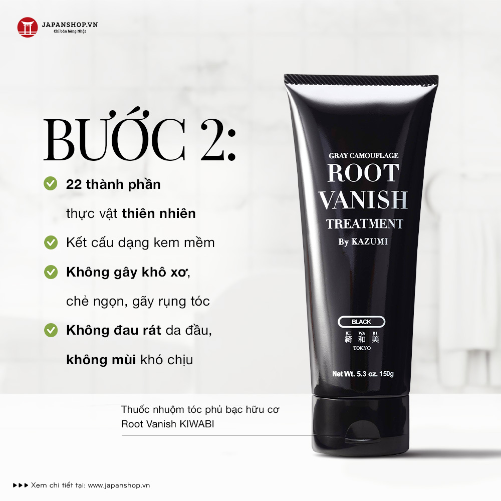 Thuốc nhuộm tóc phủ bạc hữu cơ Root Vanish KIWABI