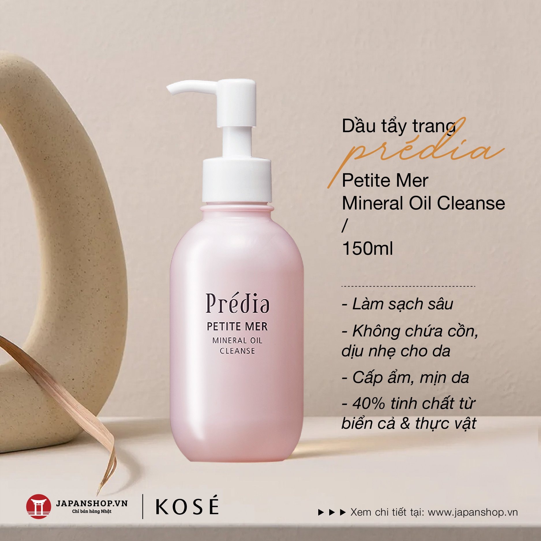 Dầu tẩy trang Kosé Prédia Petite Mer Mineral Oil Cleanse 150ml