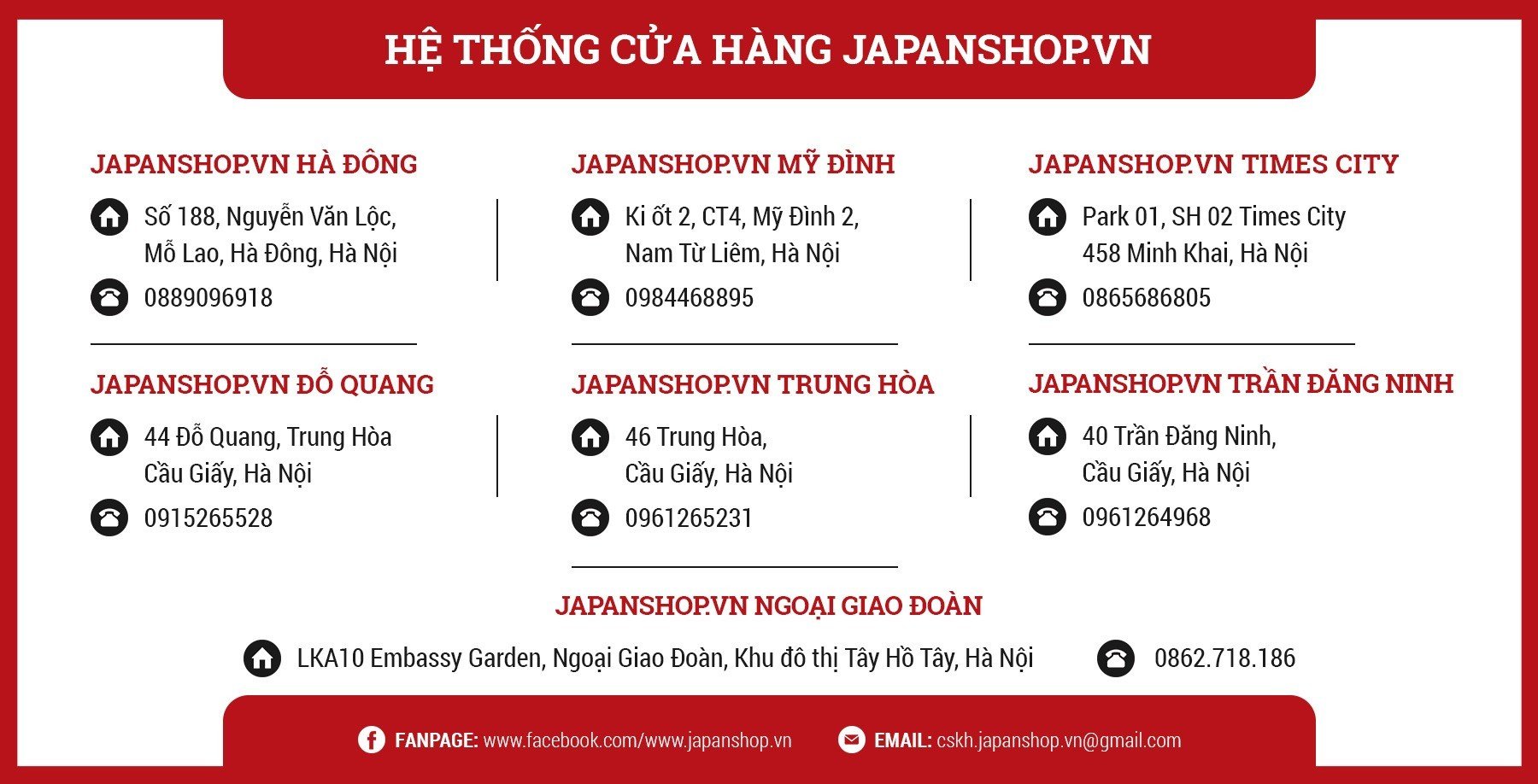 Hệ thống cửa hàng Japanshop.vn 