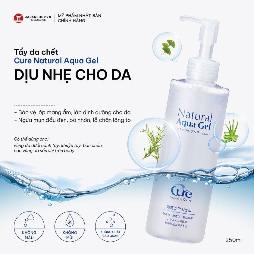 Công dụng tẩy da chết Cure Natural Aqua Gel