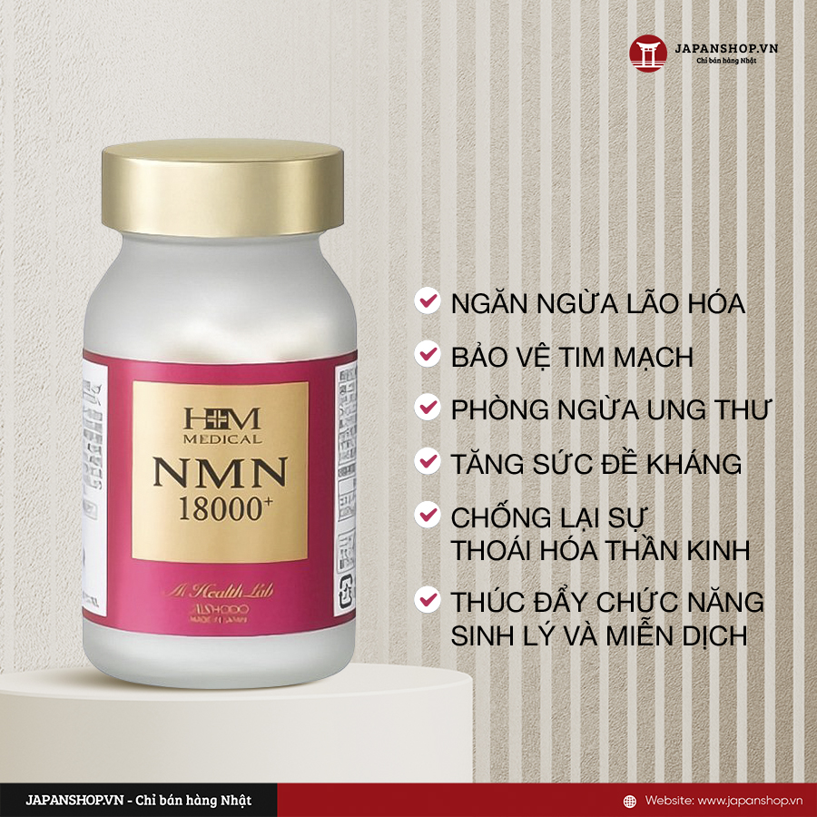 Viên uống trẻ hoá làn da NMN18000 có tác dụng đối với việc làm đẹp chuyên sâu và vấn đề sức khỏe, ngăn ngừa bệnh lý 