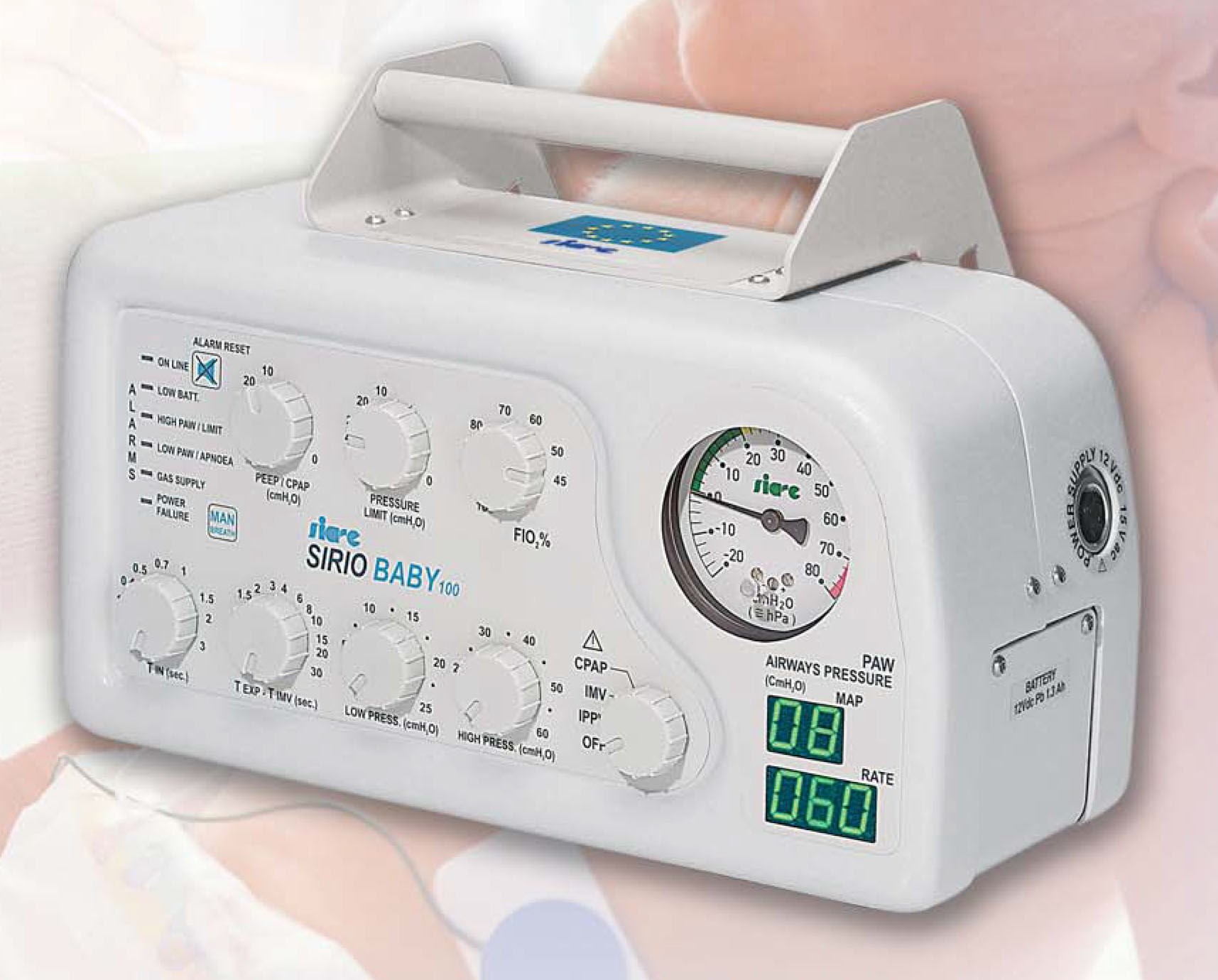 Máy giúp thở loại xách tay - Sirio Baby 200
