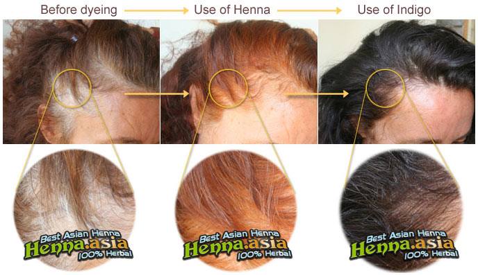 nhuộm tóc bằng thảo dược không hóa chất bằng Henna và Indigo