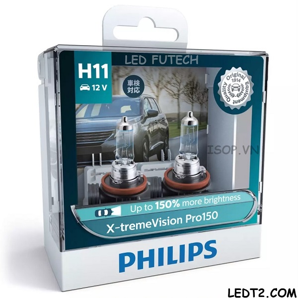 Đèn pha Halogen Philips Xtreme Vision Pro150 +150%