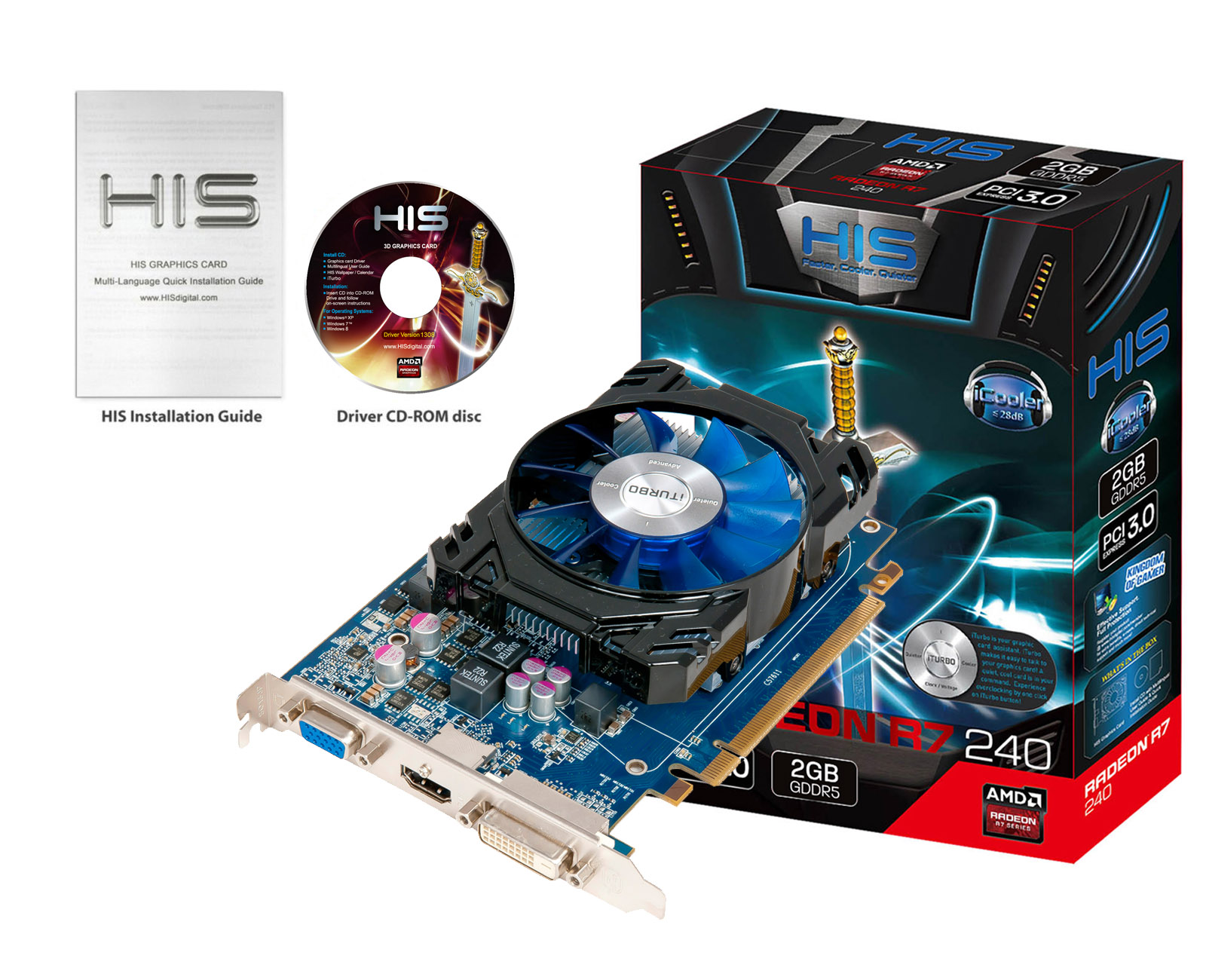 HIS R7 240-2GI (ATI Radeon R7 240 iCooler , 2048MB GDDR5, 128 bit)