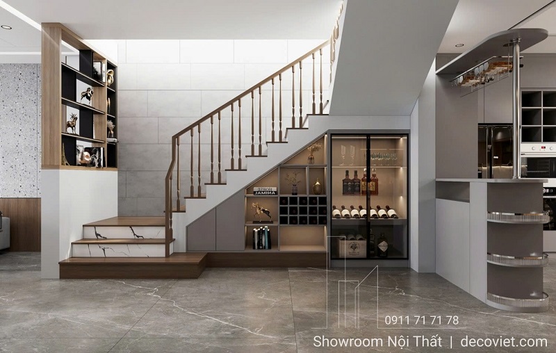 Hệ tủ âm tường trong thiết kế nội thất giúp tiết kiệm diện tích.