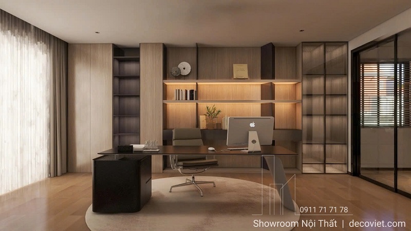 Không gian phòng làm việc tại nhà với thiết kế nội thất thông minh.