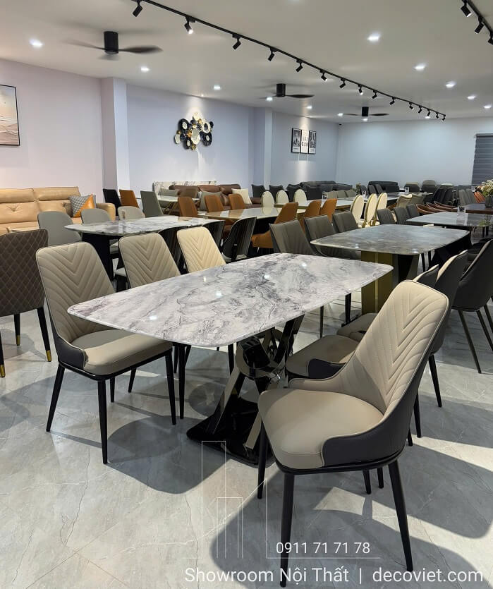 Mẫu bàn ăn mặt đá 2m hiện đại, dễ vệ sinh