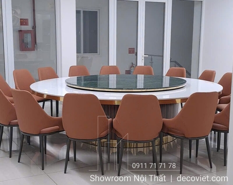 Bàn ăn tròn lớn 2m8 18 ghế cho phòng VIP