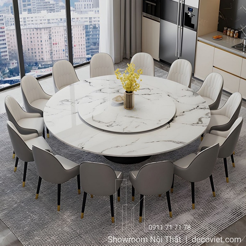 Tổng hợp kích thước bàn ăn tròn tiêu chuẩn từ 4 đến 20 người.